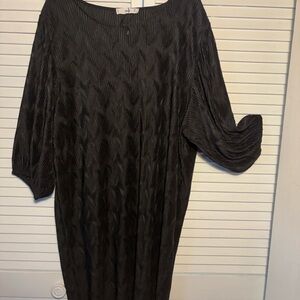 Mango Textured Black Long Sleeve Dress